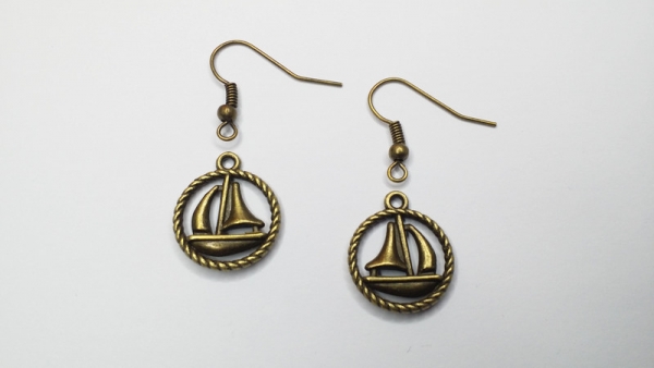 Segelboot Ohrringe Vintage Optik bronzefarben